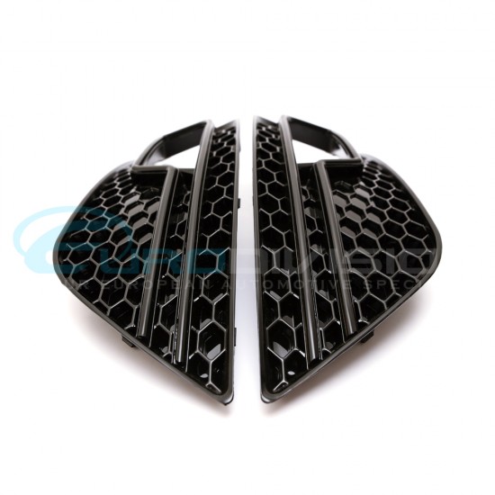 Audi A4 B8 Facelift RS Style Gloss Black Fog Grille Mesh Covers