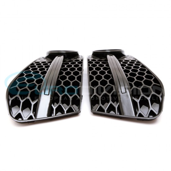 Audi A4 B8 RS Style Gloss Black Fog Grille Mesh Covers