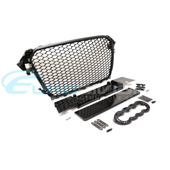 Audi RS4 Style Grille for A4 / S4 B8 Facelift Gloss Black Finish