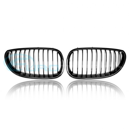 BMW 5 Series E60 Gloss Black Front Grilles