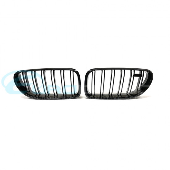BMW Gloss Black M6 Double Slats Front Grilles for F06 F12 F13 with emblem holder