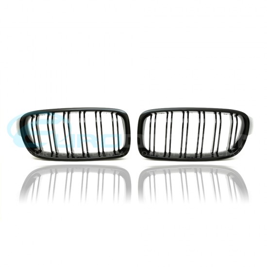 BMW 3 Series F30 M3 Style Gloss Black Front Grilles