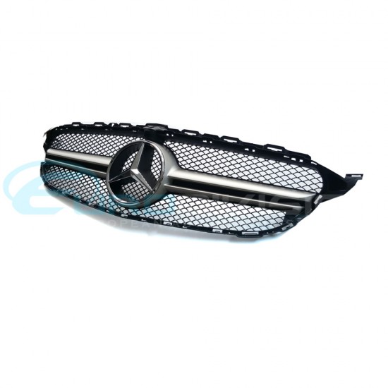 Mercedes C63 AMG Style Silver Grille C Class W205 C180 200 220 250 300 350