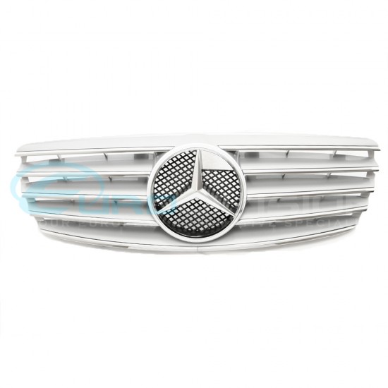 Mercedes E Class W211 Pre-facelift 2003-2006 AMG Style Silver Front Grille